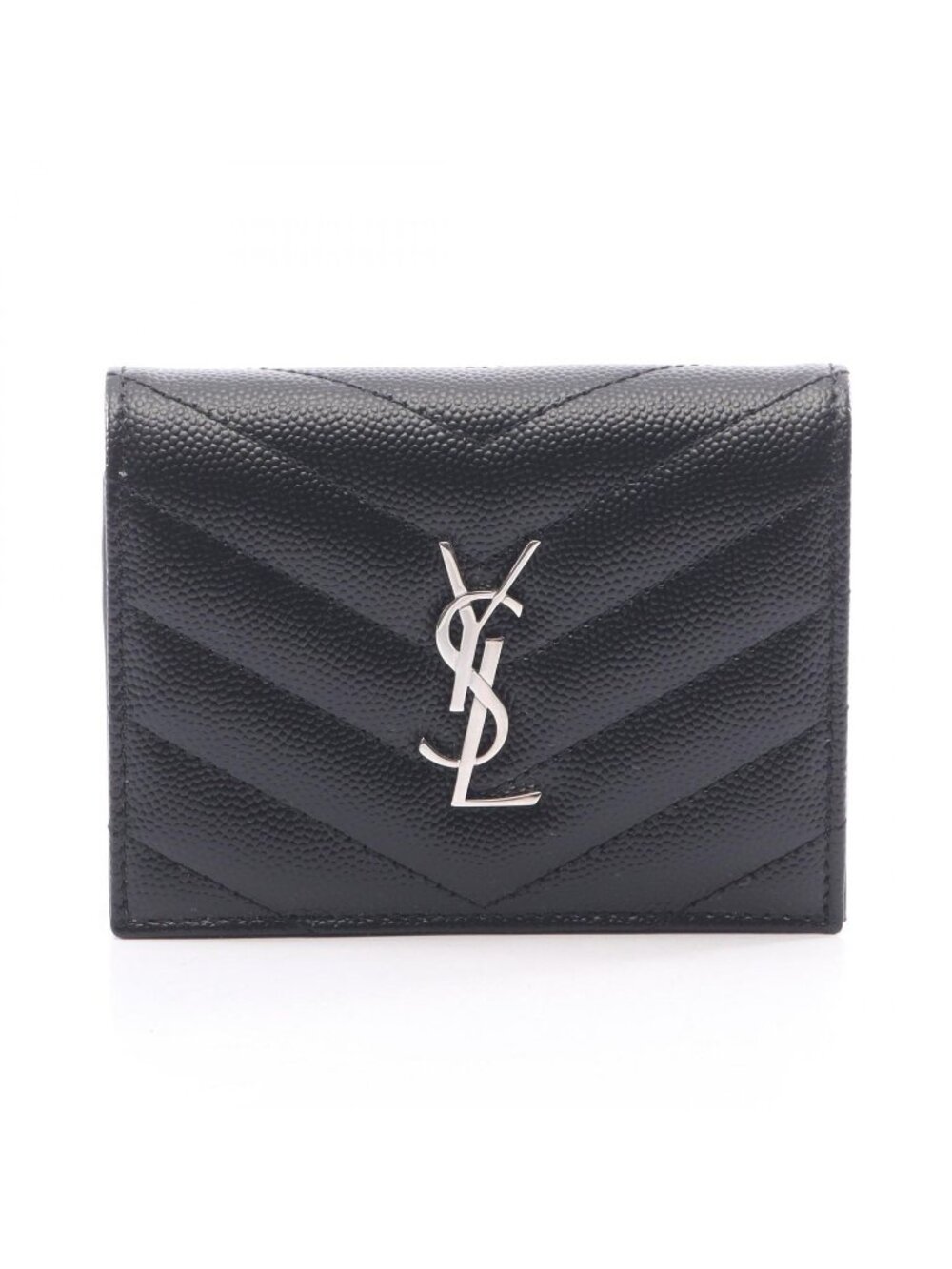 Saint Laurent Paris Bifold Wallet Monogram Leather Trifold - Picture 1 of 5